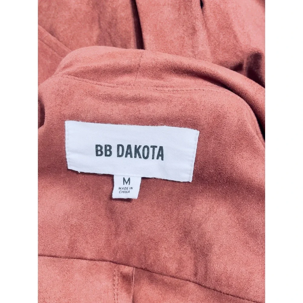 BB Dakota Womens Jacket M Brown Faux Suede Drape Front Open Cardigan Minimalist‎